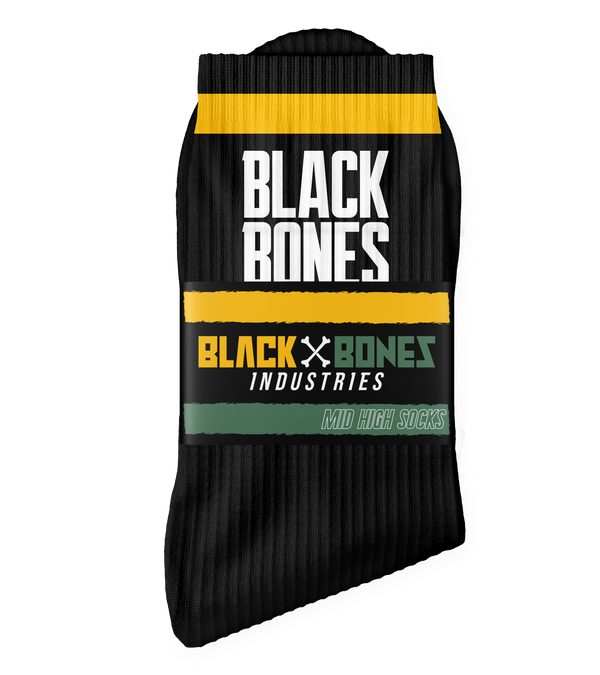 Bee Black Bones Socks - Mid High
