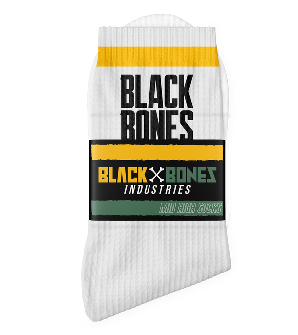 Bee Black Bones Socks - Mid High